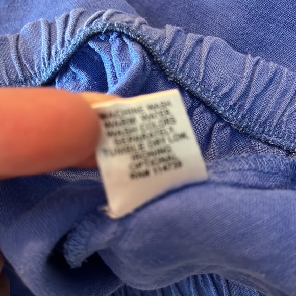 FLAX Size Small Lagenlook Pull-On Elastic Waist Pant Cornflower Blue 100% Linen - Picture 15 of 16